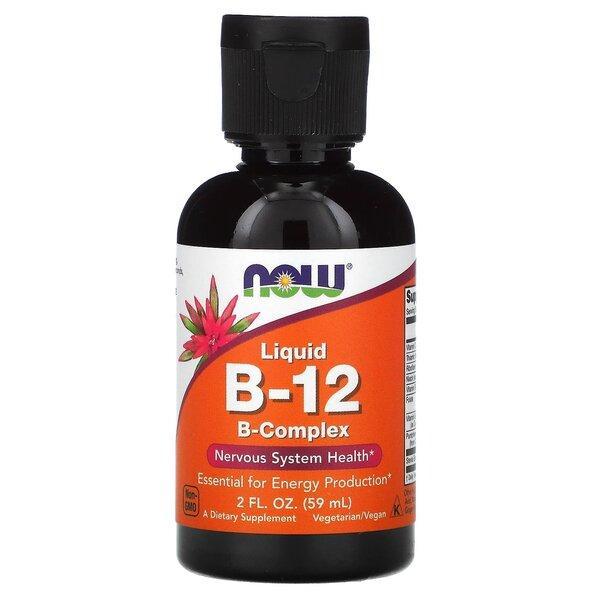 NOW Foods Vitamin B-12 Liquid B-Complex - 59 ml.- Lillys Pharmacy and Health Store