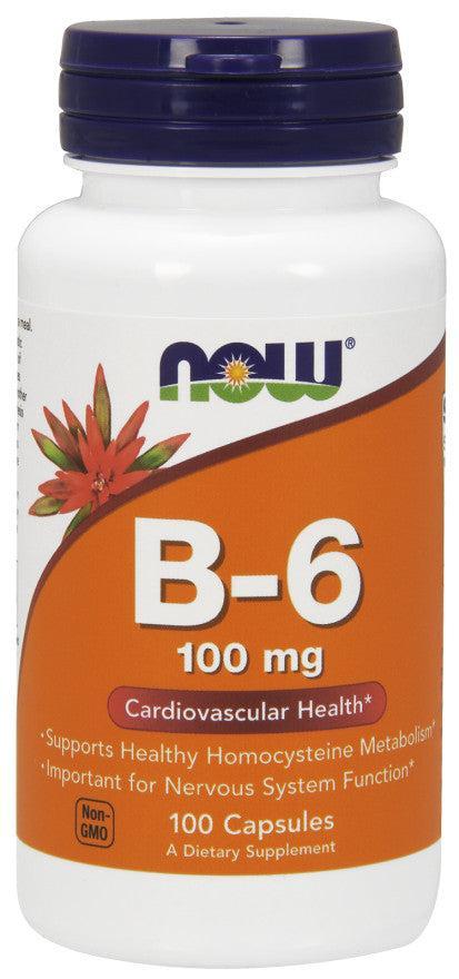 NOW Foods Vitamin B-6, 100mg - 100 caps- Lillys Pharmacy and Health Store