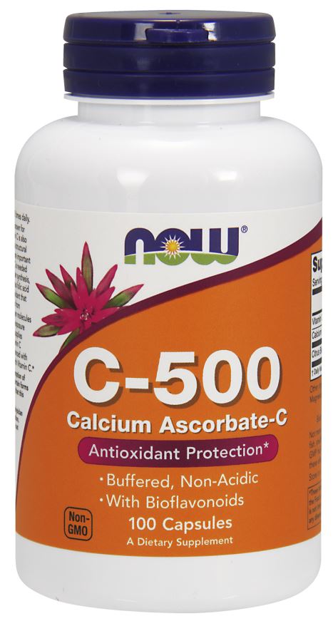 NOW Foods Vitamin C-500 Calcium Ascorbate-C - 100 caps- Lillys Pharmacy and Health Store