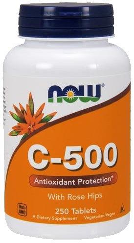 NOW Foods Vitamin C-500 with Rose Hips - 250 tablets- Lillys Pharmacy and Health Store