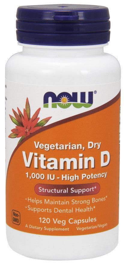 NOW Foods Vitamin D, 1000 IU Vegetarian - Dry - 120 vcaps- Lillys Pharmacy and Health Store