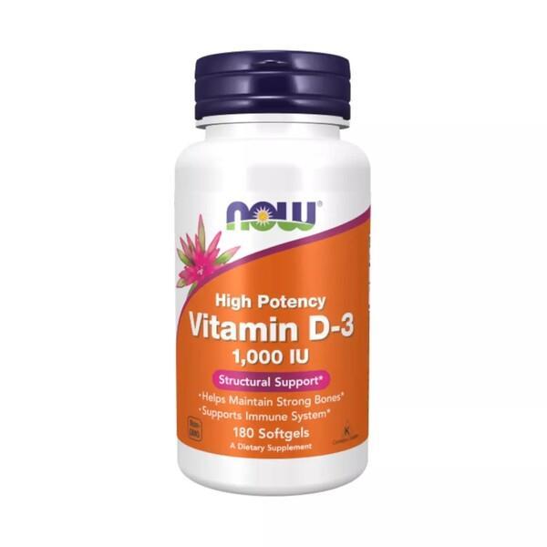NOW Foods Vitamin D-3, 1000 IU - 180 softgels- Lillys Pharmacy and Health Store