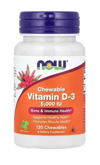 NOW Foods Vitamin D-3, 5000 IU (Chewable) - 120 Chewables - Lilly's Pharmacy