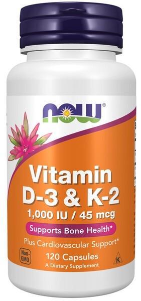 NOW Foods Vitamin D-3 & K-2 - 120 caps- Lillys Pharmacy and Health Store
