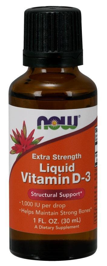 NOW Foods Vitamin D-3 Liquid, 1000 IU (Extra Strength) - 30 ml.- Lillys Pharmacy and Health Store