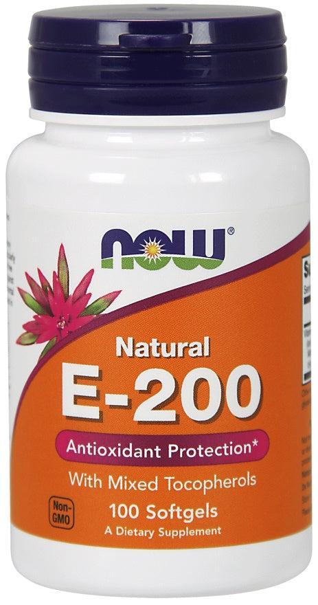 NOW Foods Vitamin E-200 - Natural (Mixed Tocopherols) - 100 softgels- Lillys Pharmacy and Health Store