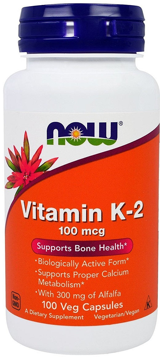NOW Foods Vitamin K-2, 100mcg - 100 Vcaps - Lilly's Pharmacy