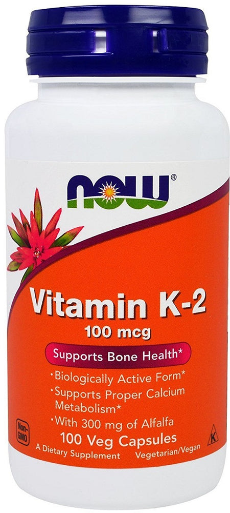 NOW Foods Vitamin K-2, 100mcg - 100 Vcaps - Lilly's Pharmacy