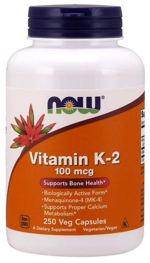 NOW Foods Vitamin K-2, 100mcg - 250 Vcaps - Lilly's Pharmacy