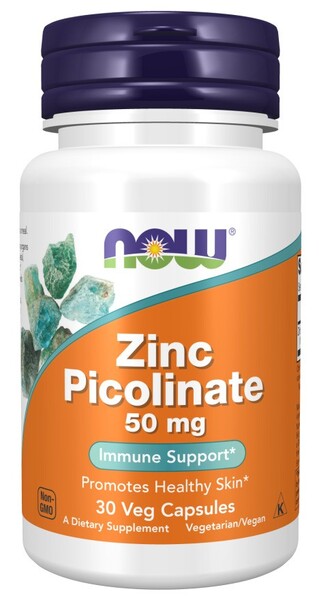 NOW Foods Zinc Picolinate, 50mg - 30 Vcaps - Lilly's Pharmacy