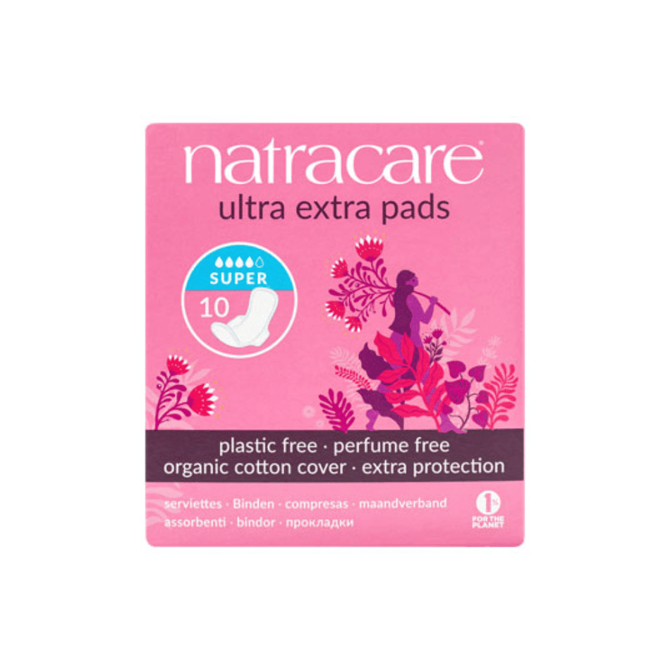 Natracare Ultra Extra Super Pads With Wings 1x10pk- Lillys Pharmacy and Health Store
