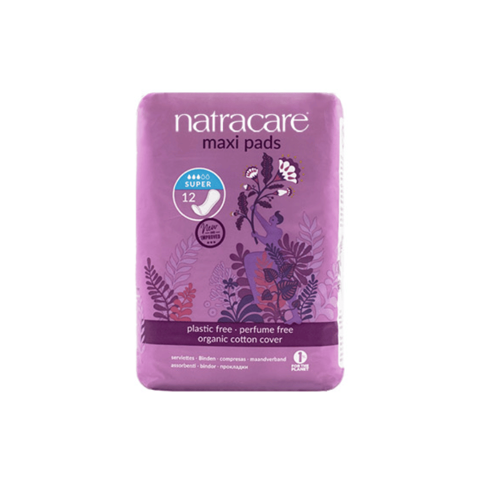 Natracare Ultra Super Maxi Pads Without Wings 1x12pk- Lillys Pharmacy and Health Store