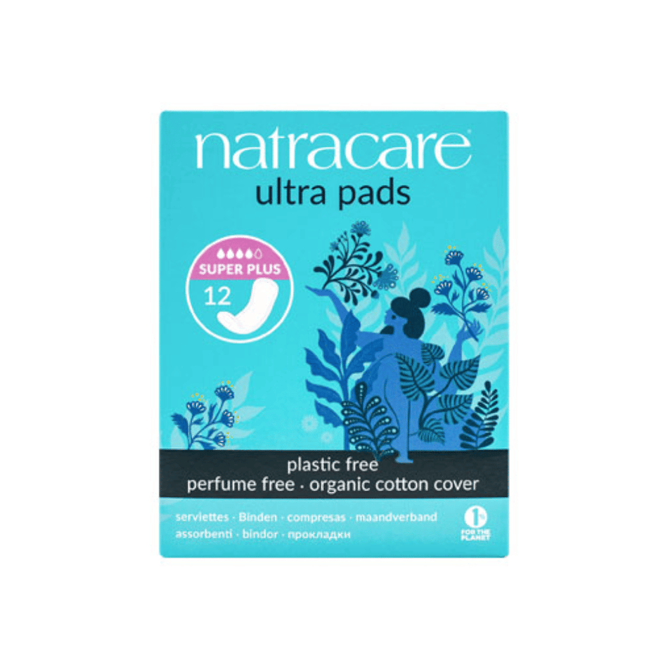 Natracare Ultra Super Plus Pads Without Wings 1x12pk- Lillys Pharmacy and Health Store