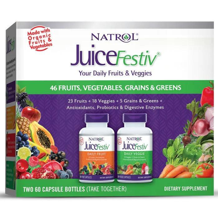 Natrol JuiceFestiv, Daily Fruits & Veggies 60 + 60 caps- Lillys Pharmacy and Health Store