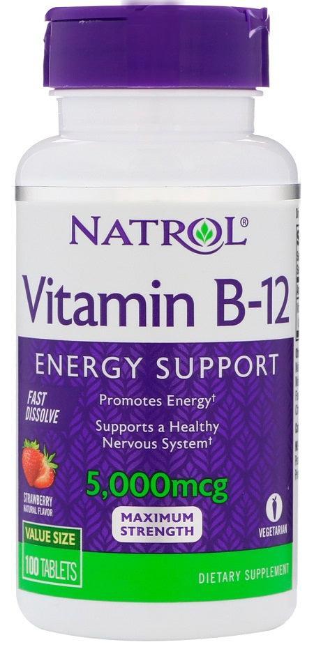 Natrol Vitamin B12 Fast Dissolve, 5000mcg 100 tabs- Lillys Pharmacy and Health Store