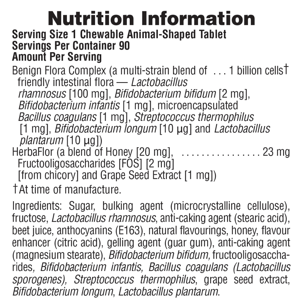 NaturesPlus Animal Parade AcidophiKidz Childrens Chewables 90's- Lillys Pharmacy and Health Store