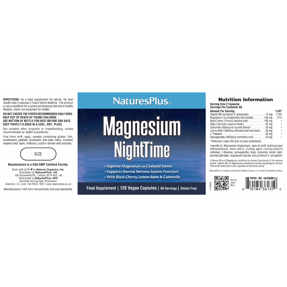 NaturesPlus Magnesium NightTime Capsules 120's- Lillys Pharmacy and Health Store
