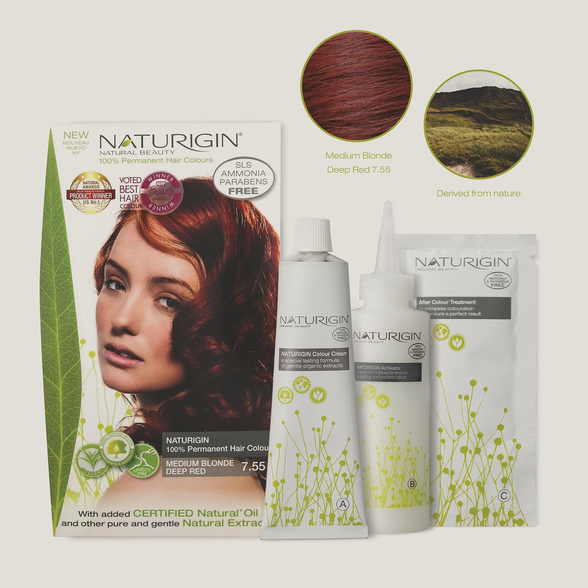 Naturigin - 7.55 Medium Blonde Deep Red (Permanent Hair Colour)- Lillys Pharmacy and Health Store