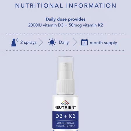 Neutrient Vitamin D3 + K2 Sublingual Spray 30ml- Lillys Pharmacy and Health Store