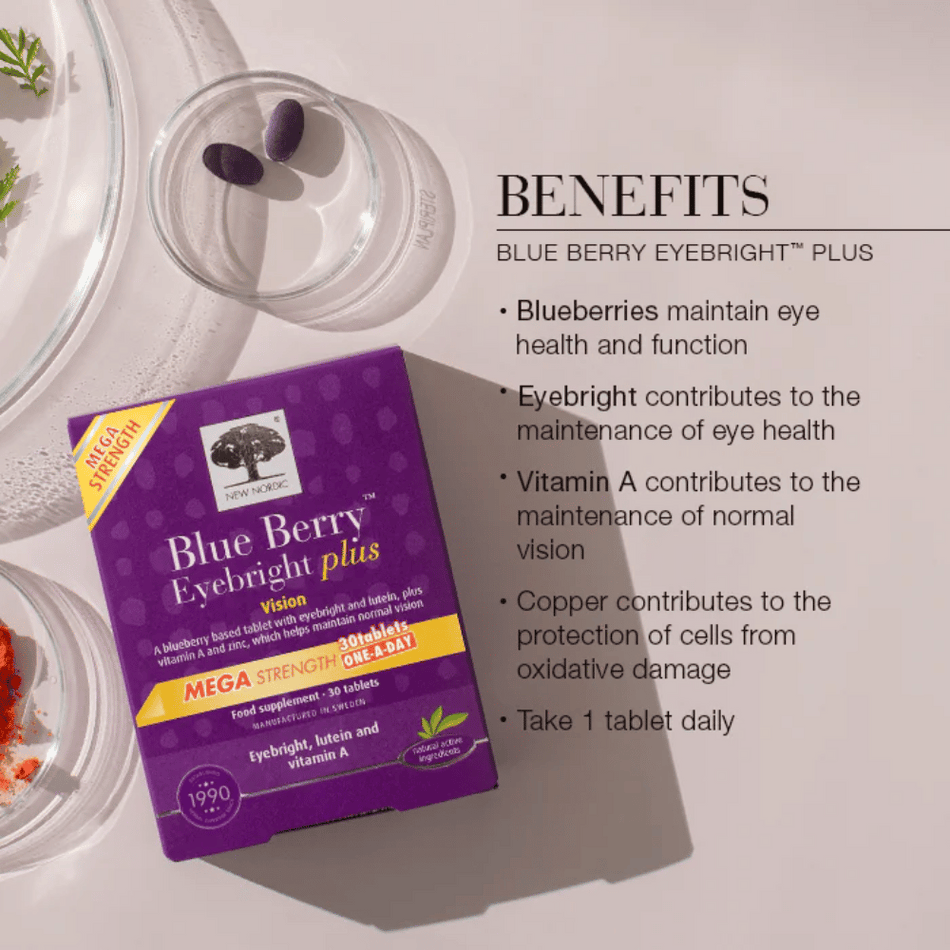 New Nordic Blue Berry Eyebright Plus Mega Strength 30 Tablets- Lillys Pharmacy and Health Store