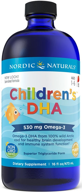 Nordic Naturals Children's DHA, 530mg Omega3 Strawberry 473 ml- Lillys Pharmacy and Health Store