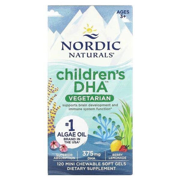 Nordic Naturals Children's DHA Vegetarian, 375mg Berry Lemonade 120 chewables- Lillys Pharmacy and Health Store
