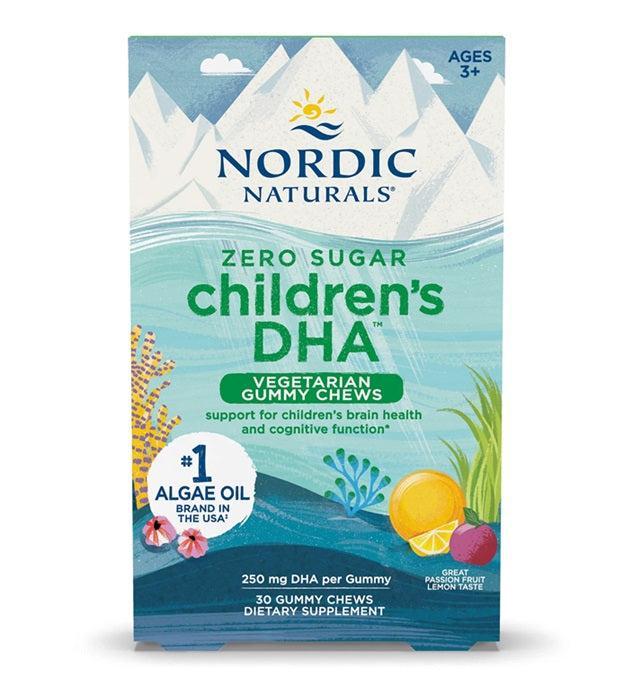 Nordic Naturals Children's DHA Vegetarian Gummy Chews, 250mg Passion Fruit Lemon 30 gummies- Lillys Pharmacy and Health Store