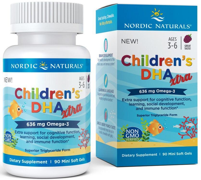 Nordic Naturals Children's DHA Xtra Fish Oil, 636mg Berry Punch 90 mini softgels- Lillys Pharmacy and Health Store