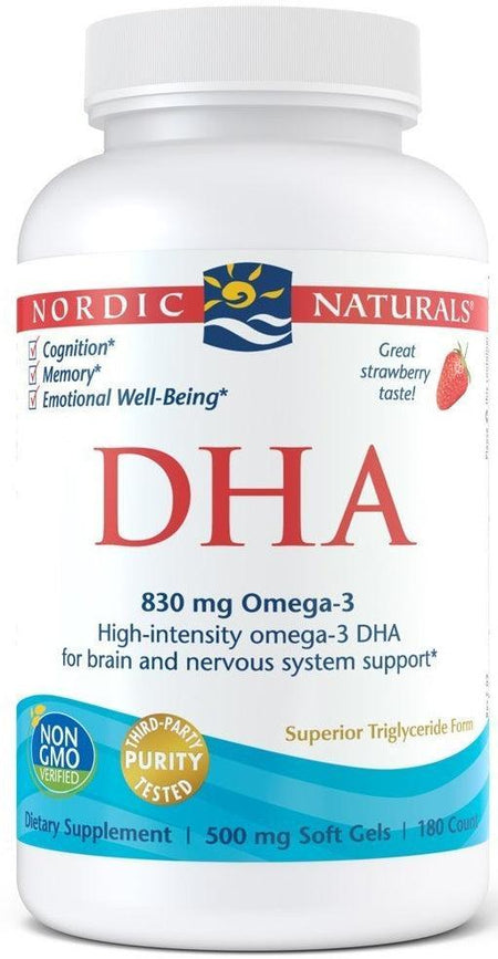 Nordic Naturals DHA, 830mg Strawberry 180 softgels- Lillys Pharmacy and Health Store