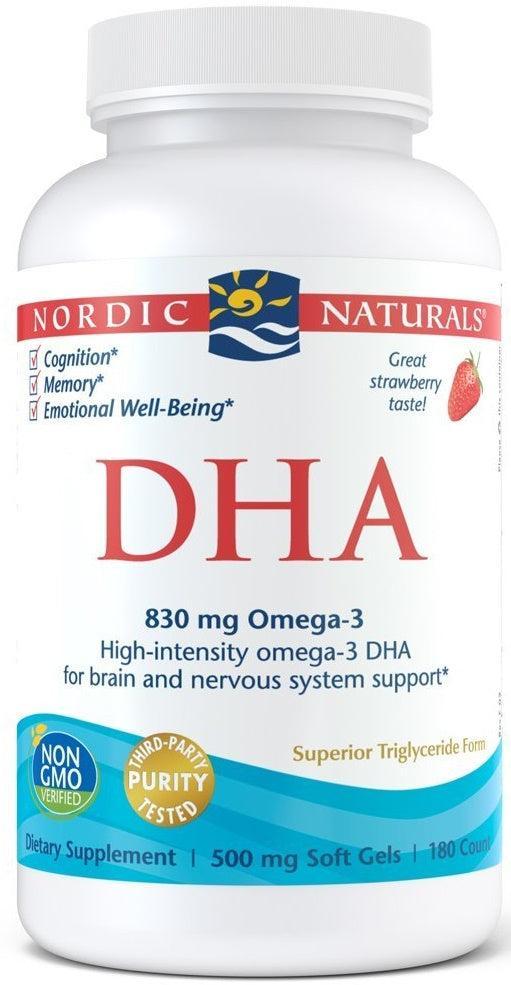 Nordic Naturals DHA, 830mg Strawberry 180 softgels- Lillys Pharmacy and Health Store