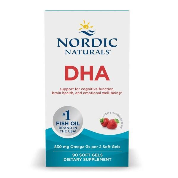 Nordic Naturals DHA, 830mg Strawberry 90 softgels- Lillys Pharmacy and Health Store
