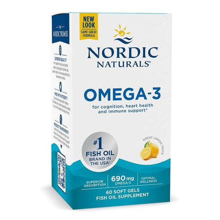 Nordic Naturals Omega3, 690mg Lemon 60 softgels- Lillys Pharmacy and Health Store