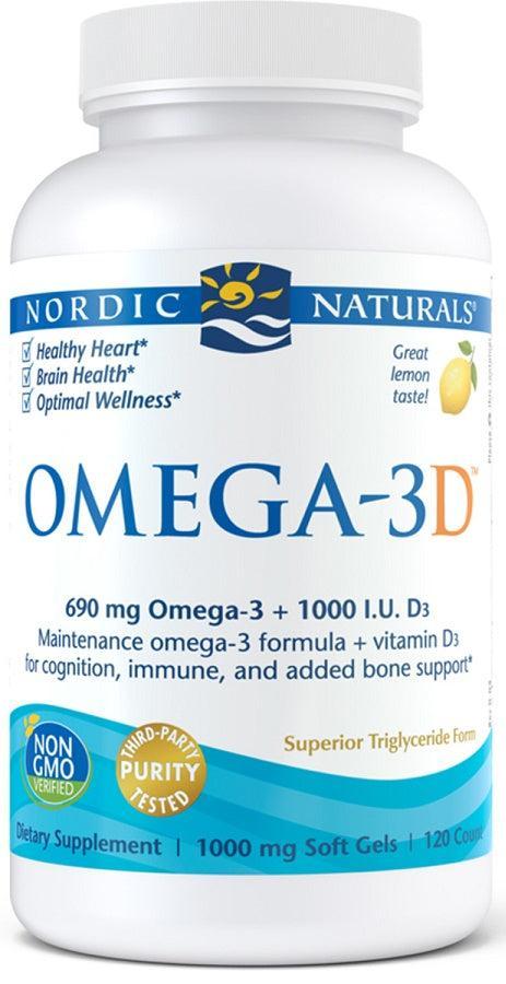 Nordic Naturals Omega3D, 690mg Lemon 120 softgels- Lillys Pharmacy and Health Store