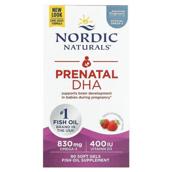 Nordic Naturals Prenatal DHA, 830mg Omega3 + 400 IU D3 Strawberry 90 softgels- Lillys Pharmacy and Health Store