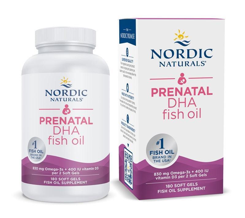 Nordic Naturals Prenatal DHA, 830mg Omega3 + 400 IU D3 Unflavored (EAN 768990891045) 180 softgels- Lillys Pharmacy and Health Store