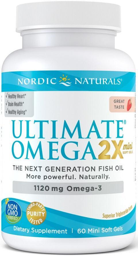 Nordic Naturals Ultimate Omega 2X Mini, 1120mg Strawberry 60 mini softgels- Lillys Pharmacy and Health Store