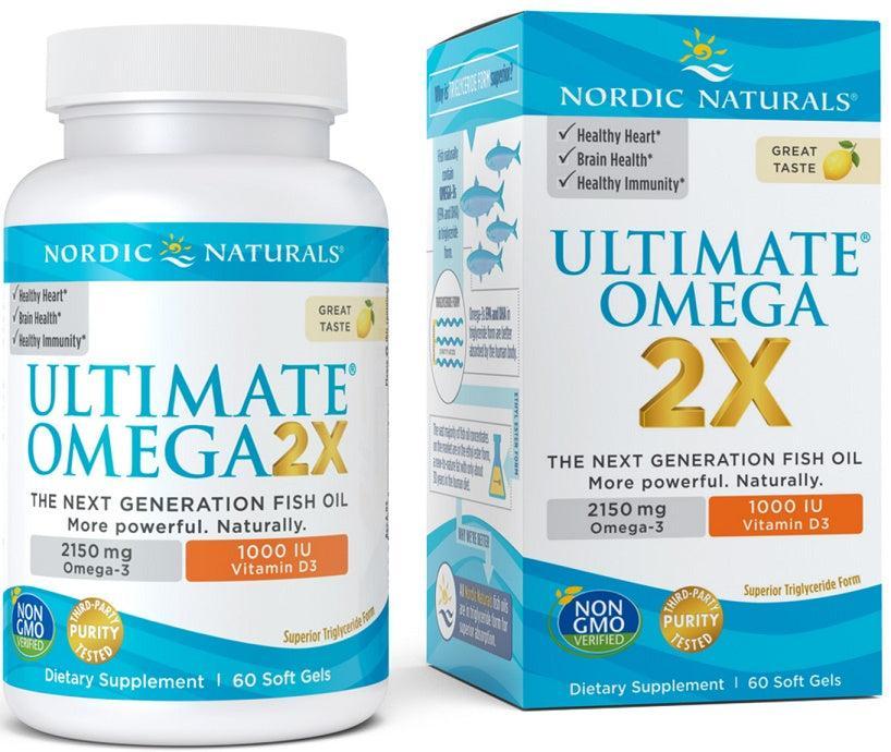 Nordic Naturals Ultimate Omega 2X with Vitamin D3, 2150mg Lemon 60 softgels- Lillys Pharmacy and Health Store