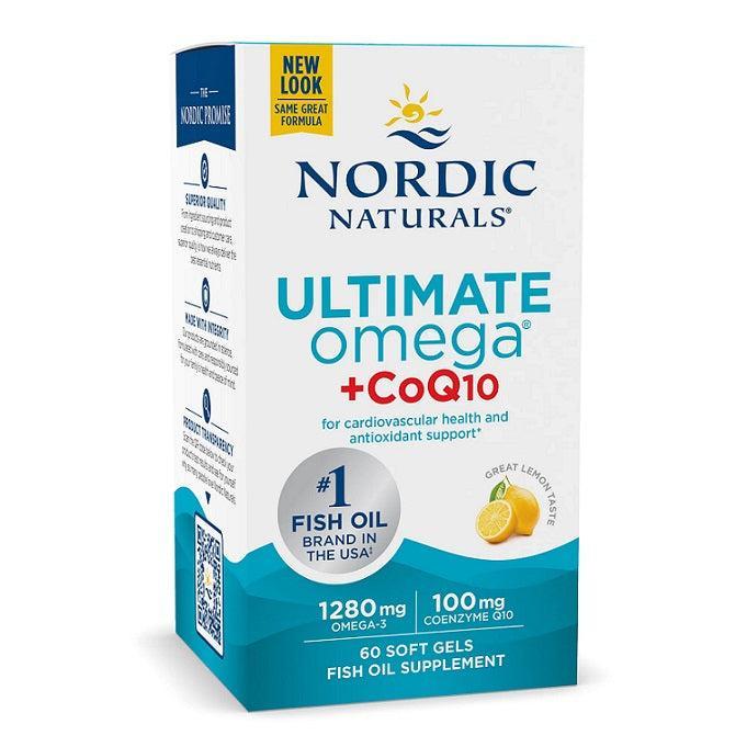 Nordic Naturals Ultimate Omega + CoQ10, 1280mg Lemon (EAN 768990018909) 60 softgels- Lillys Pharmacy and Health Store
