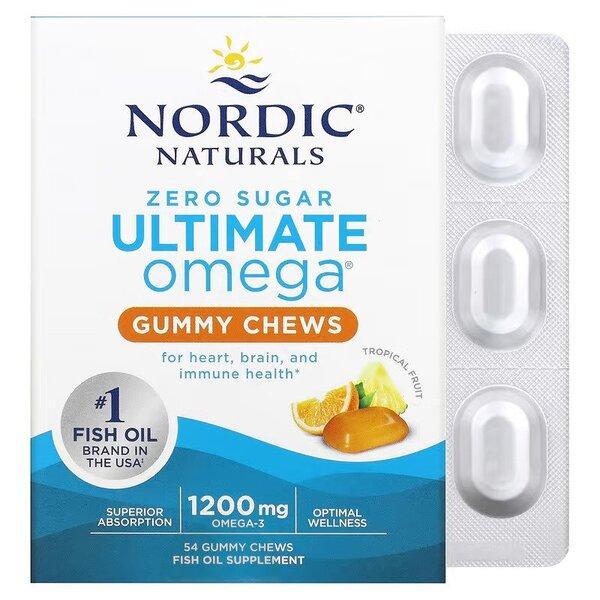 Nordic Naturals Ultimate Omega Gummy Chews, 1200mg Tropical Fruit 54 gummies- Lillys Pharmacy and Health Store