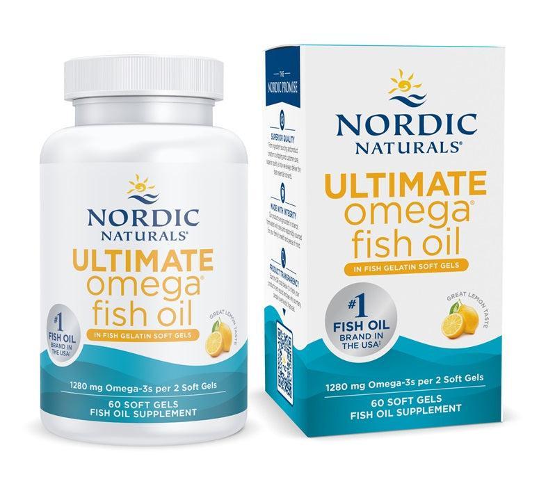 Nordic Naturals Ultimate Omega in Fish Gelatin, 1280mg Lemon 60 softgels- Lillys Pharmacy and Health Store