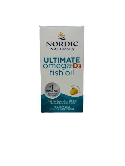 Nordic Naturals Ultimate OmegaD3 Fish Oil, 1280mg Lemon 120 softgels- Lillys Pharmacy and Health Store