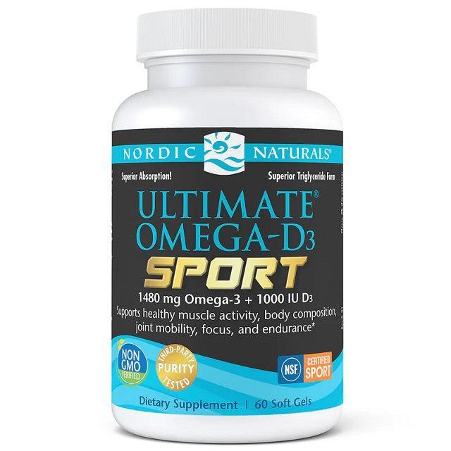Nordic Naturals Ultimate OmegaD3 Sport, 1480mg Lemon 60 softgels- Lillys Pharmacy and Health Store
