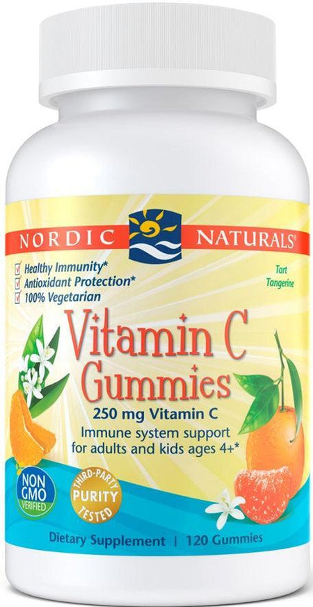 Nordic Naturals Vitamin C Gummies, 250mg Tangerine 120 gummies- Lillys Pharmacy and Health Store