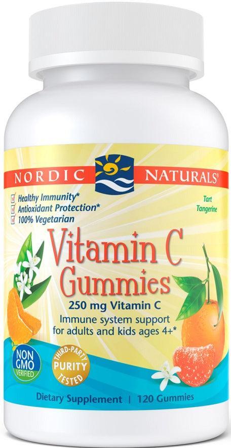 Nordic Naturals Vitamin C Gummies, 250mg Tangerine 120 gummies- Lillys Pharmacy and Health Store