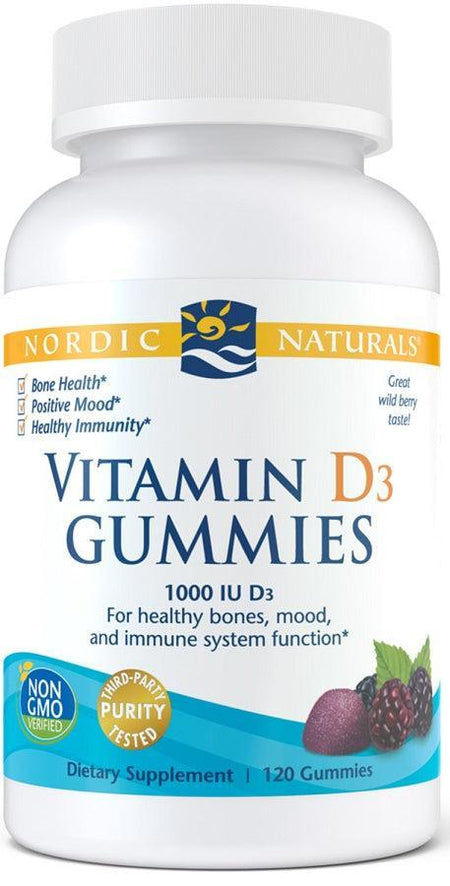 Nordic Naturals Vitamin D3 Gummies, 1000 IU Wild Berry 120 gummies- Lillys Pharmacy and Health Store