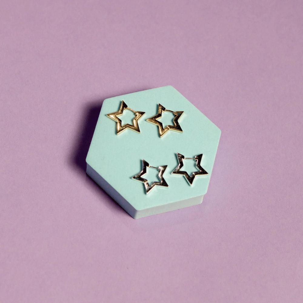 Not Yer Average Star Hoop Earrings Gold- Lillys Pharmacy and Health Store