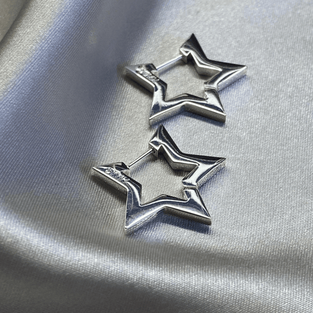 Not Yer Average Star Hoop Earrings Silver- Lillys Pharmacy and Health Store
