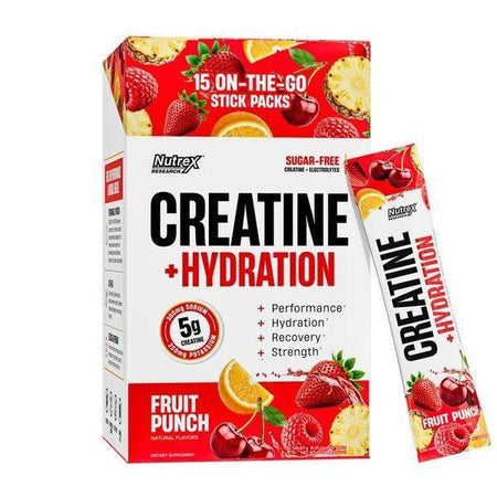 Nutrex Creatine + Hydration, Fruit Punch - 15 x 8.7g - Lilly’s Pharmacy & Health Store