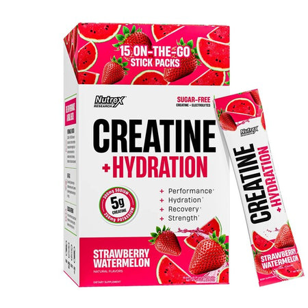 Nutrex Creatine + Hydration, Strawberry Watermelon - 15 x 9g - Lilly’s Pharmacy & Health Store