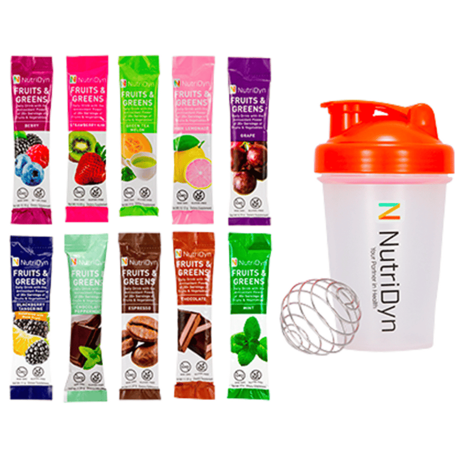 NutriDyn Fruits and Greens TO GO w/Shaker Cup (All flavours)*KIT- Lillys Pharmacy and Health Store